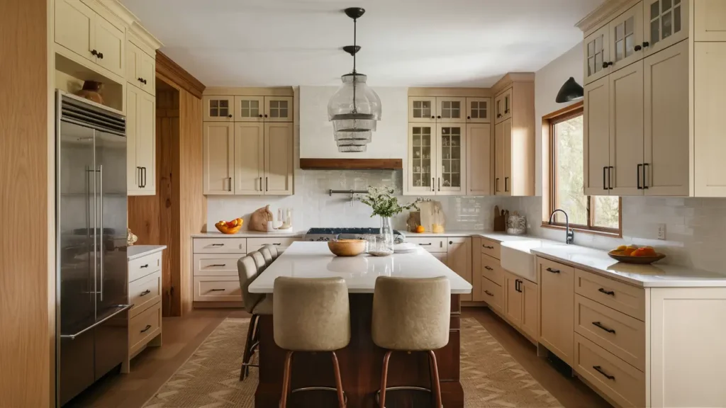 Warm Wood Accents For A Cozy, Neutral Kitchen