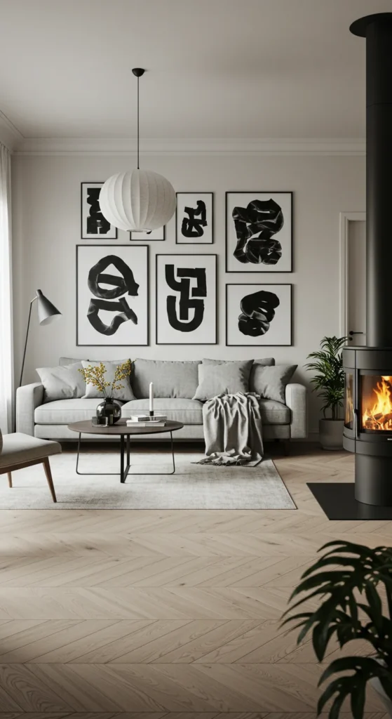 A Scandinavian-inspired Living Room With Light Wood Floors