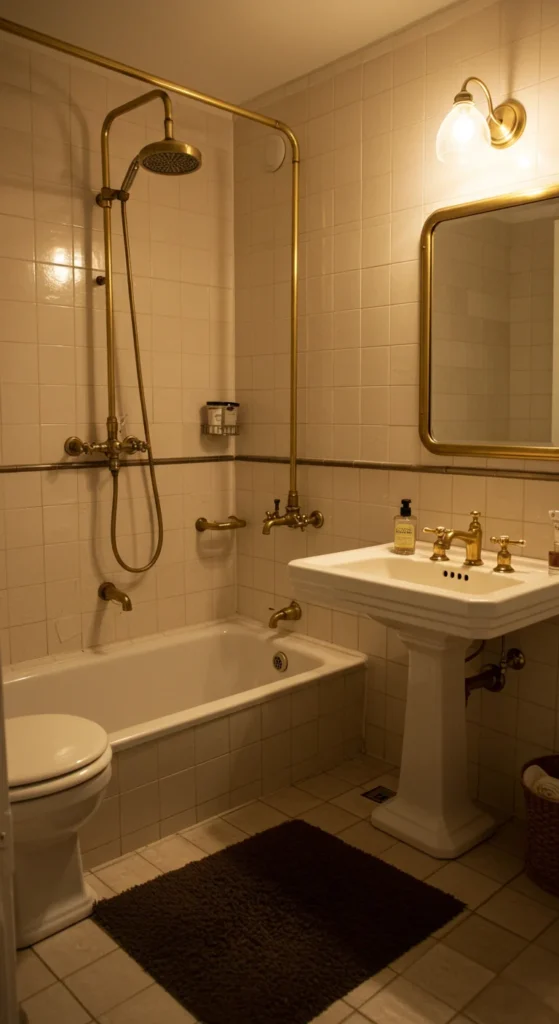 A Small Cozy Bathroom With Vintage