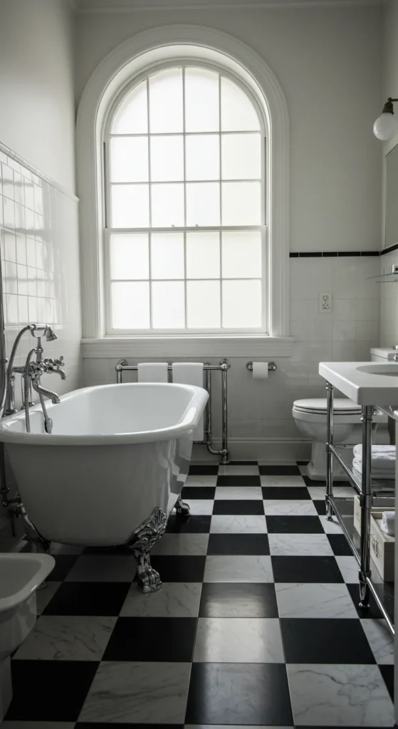 A Black-and-white Checkered Bathroom