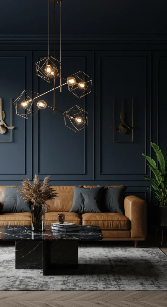 A Contemporary Space With Dark Navy Walls