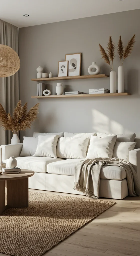 A Cozy Modern Living Room With Neutral Tones