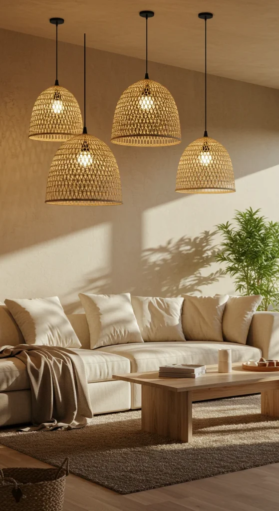 A Relaxed Modern Living Room With A Light Wood Coffee Table