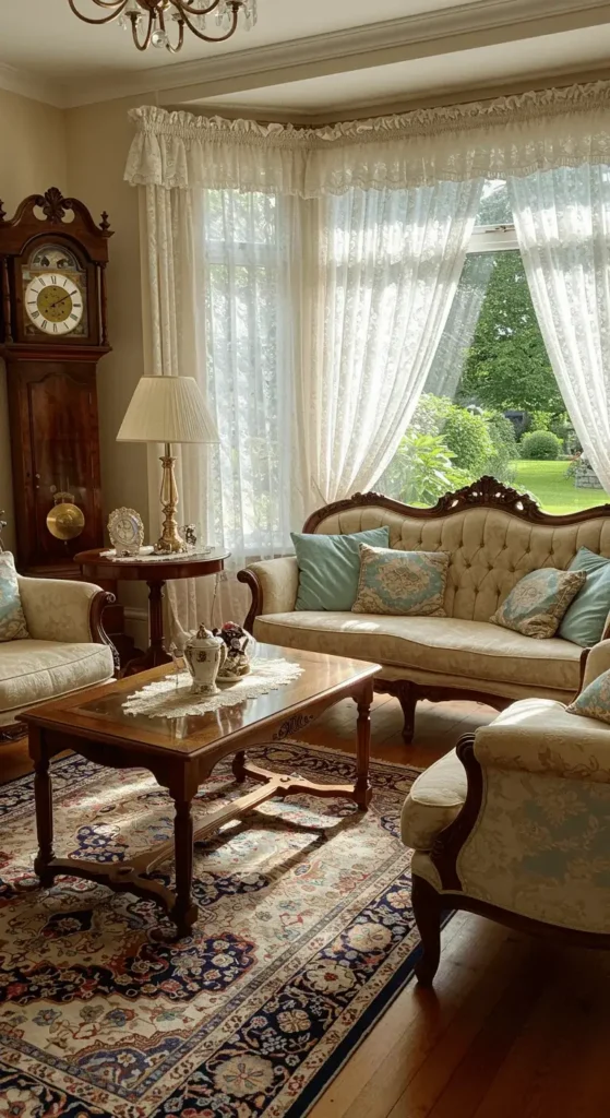 A Traditional Living Room With Antique Furniture