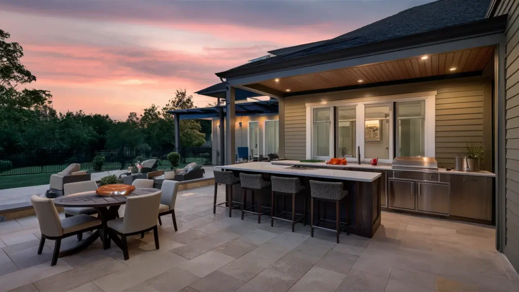 Luxury Patio With A Built-in Outdoor Kitchen