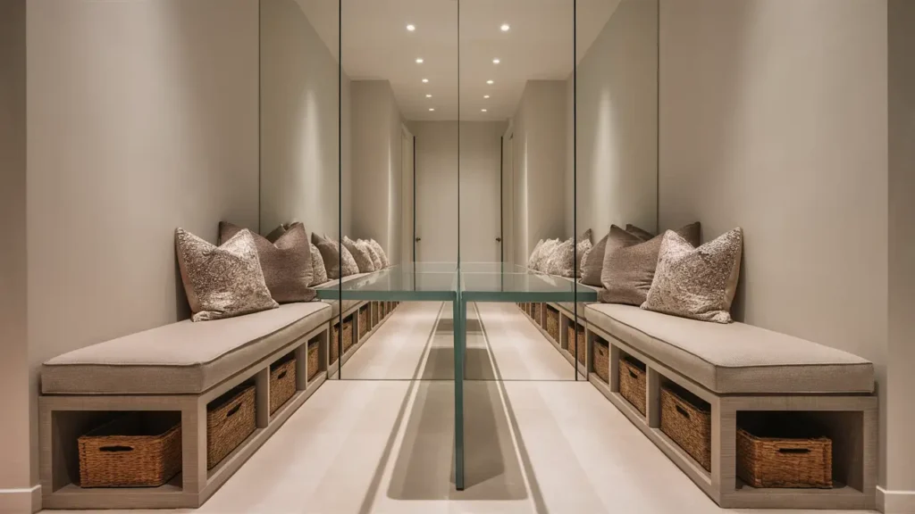 Modern Hallway With Built-in Storage Benches