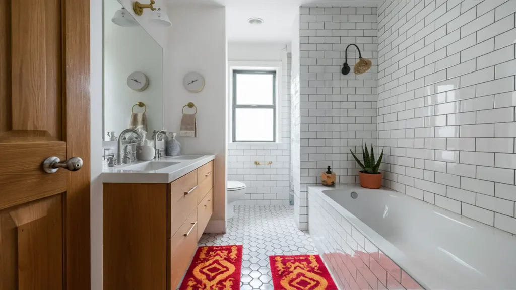 Bathroom Makeover With White Subway Tiles