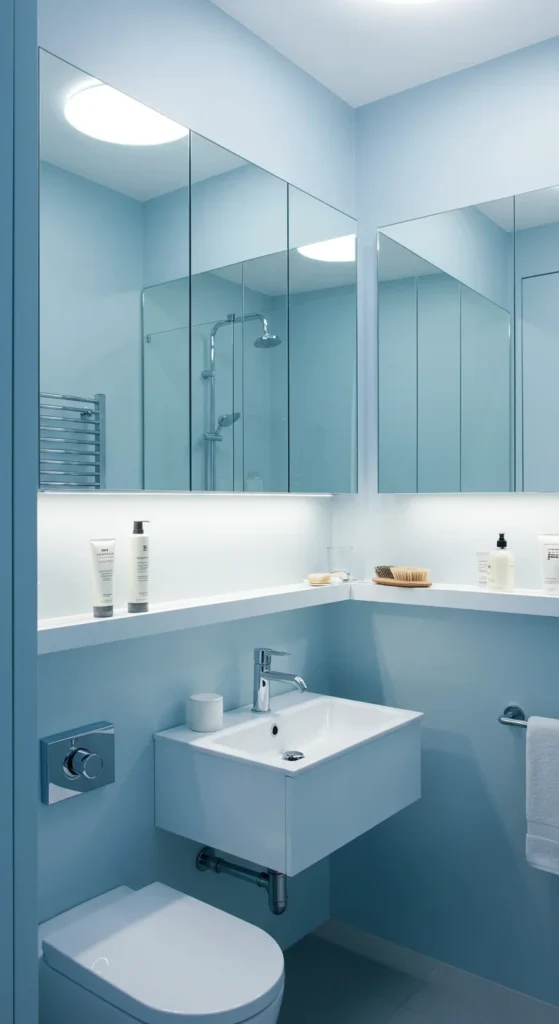 Bathroom With Floor-to-ceiling Mirrors, Light Colors