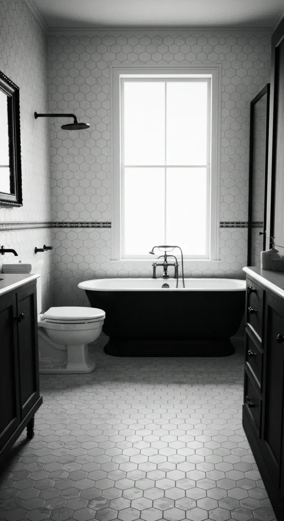 Bathroom With Vintage-inspired Black Fixtures