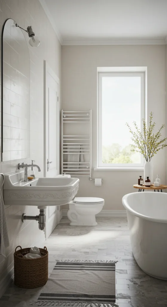 Modern Bathroom With Clean Lines, Neutral Colors