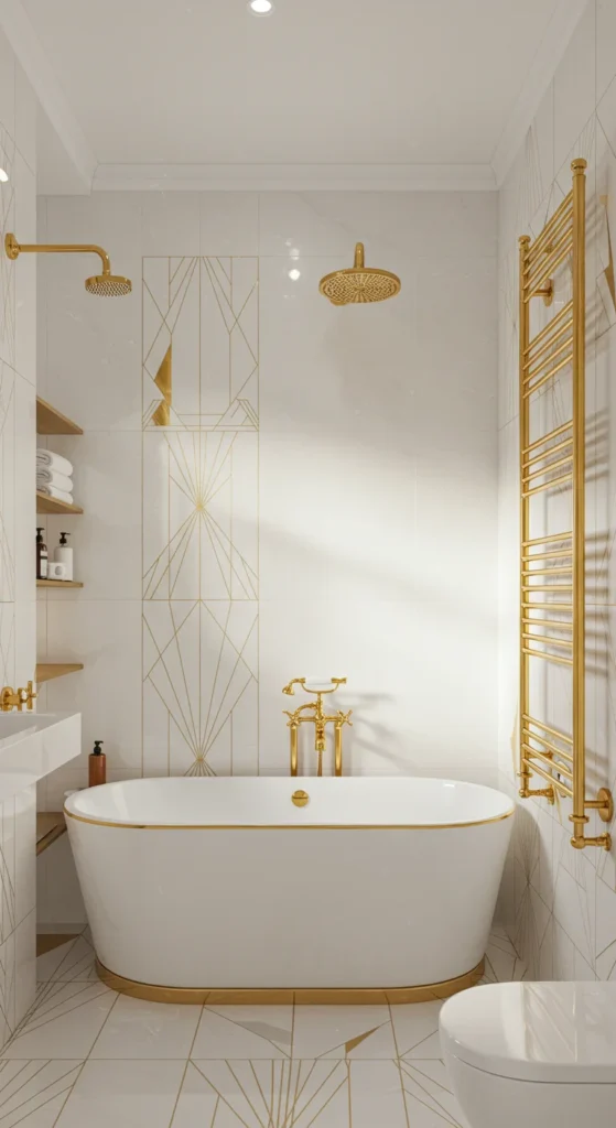 White Bathroom With Art Deco Influences