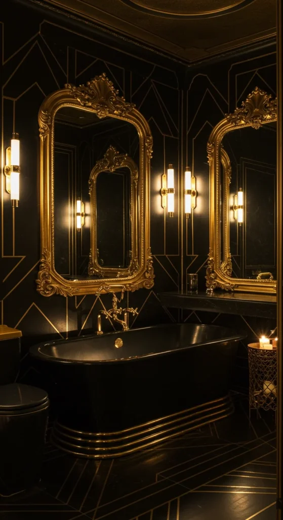 Black And Gold Art Deco Bathroom