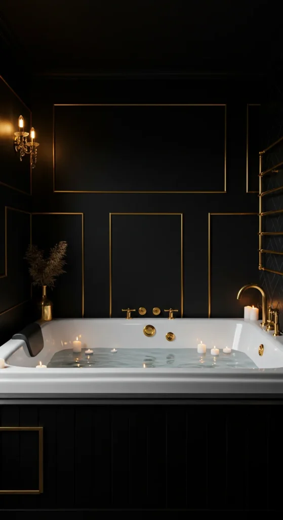 Black Bathroom With Jacuzzi
