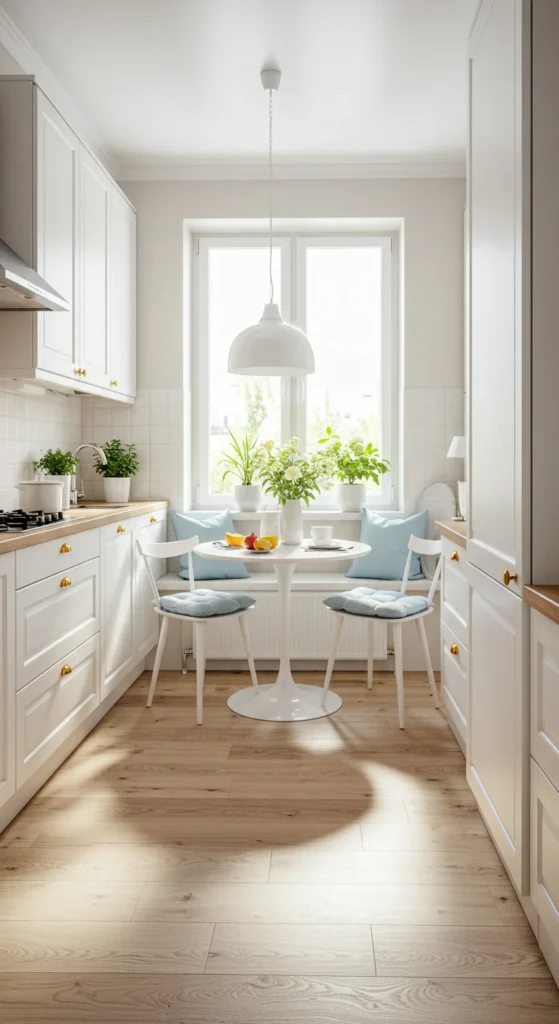 White Kitchen With A Small Breakfast Nook