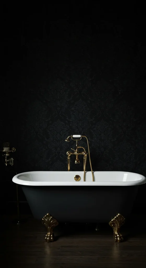 Dark Vintage Bathroom With Clawfoot Tub