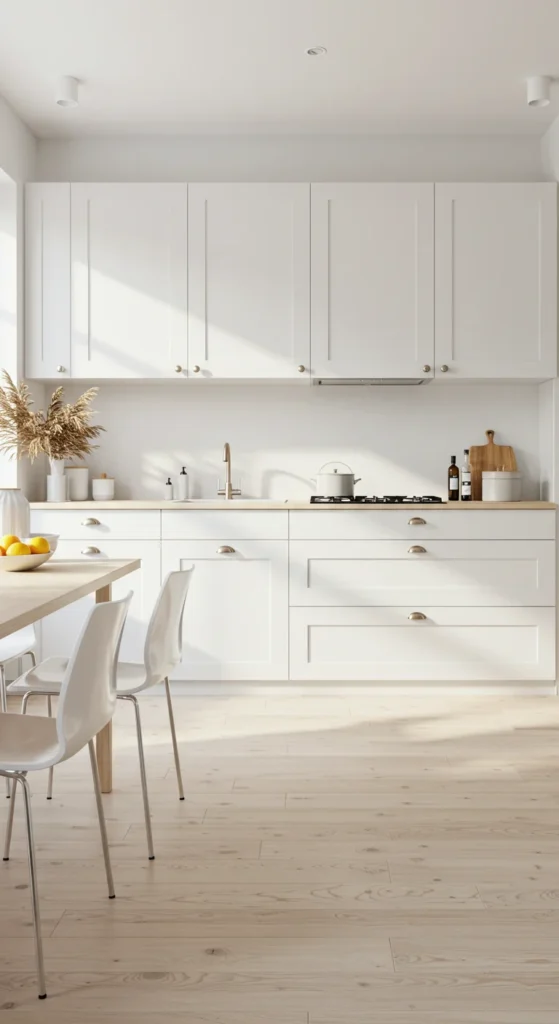 Minimalist Warm White Kitchen