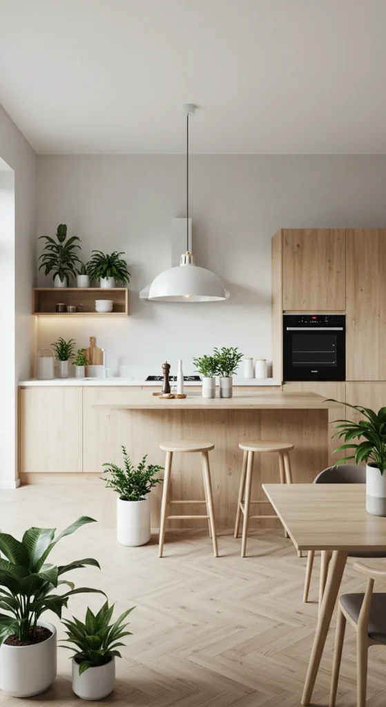 Organic Modern White Kitchen With Wood