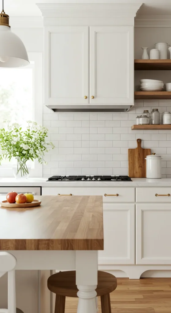 Warm White Kitchen With White Subway