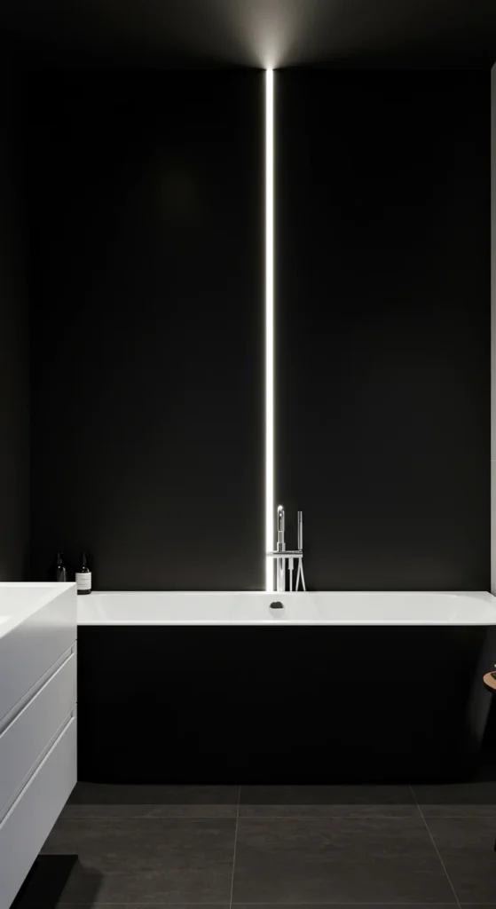 Black Bathroom With Minimalist Design