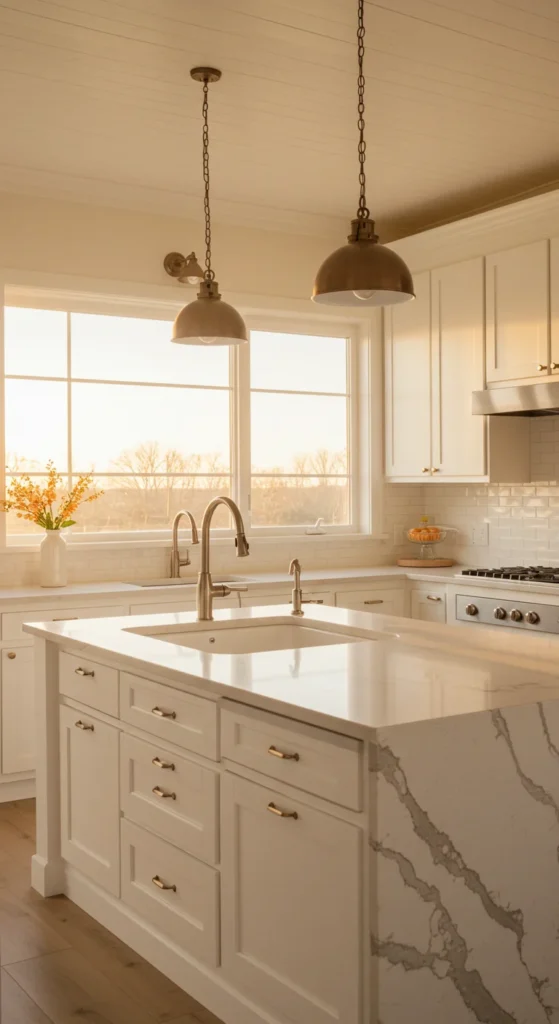 Kitchen With Soft Golden Hour Lighting