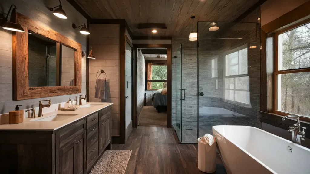 Bathroom With Dark Wood Floors